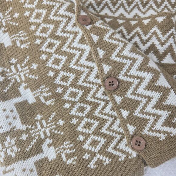 Angeleno Reindeer Pattern Knit Sweater Wrap Shawl Button Arms Fair Isle - Picture 3 of 6
